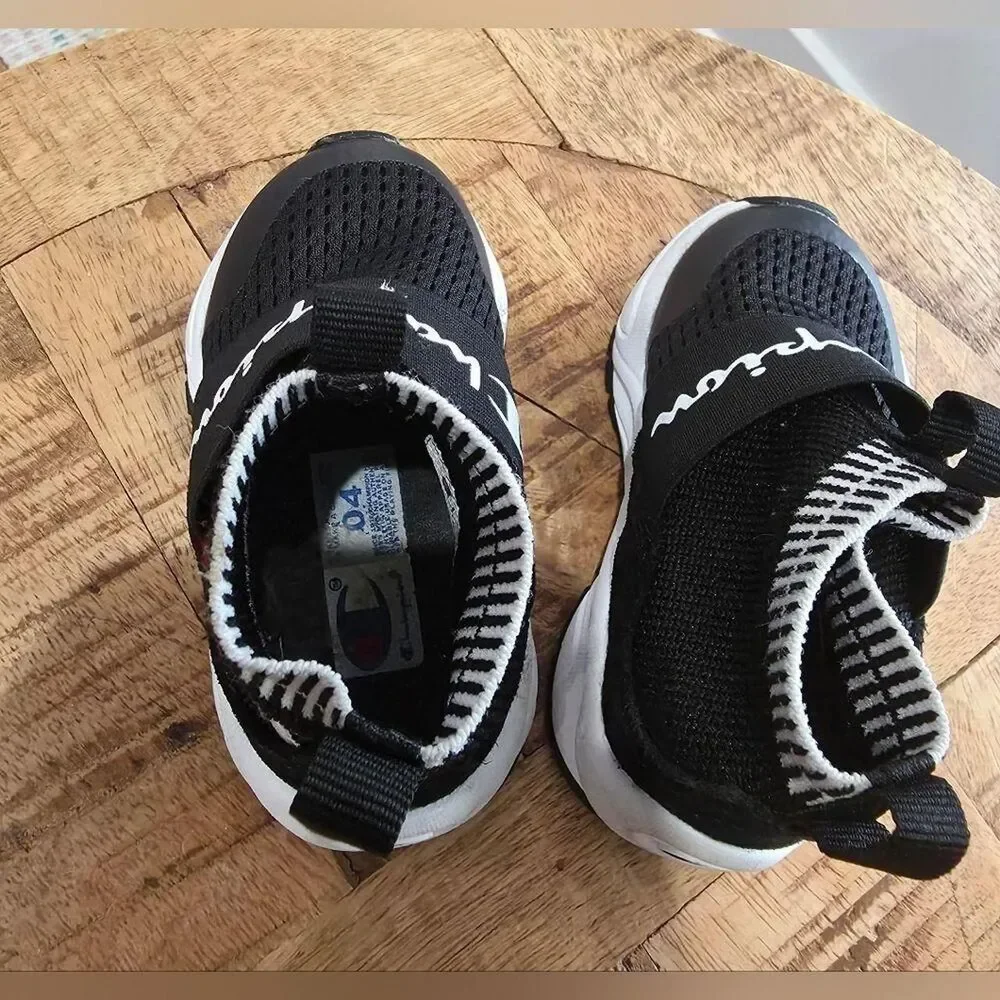 Champion Black and White First-shoes-baby-shoes- size 4